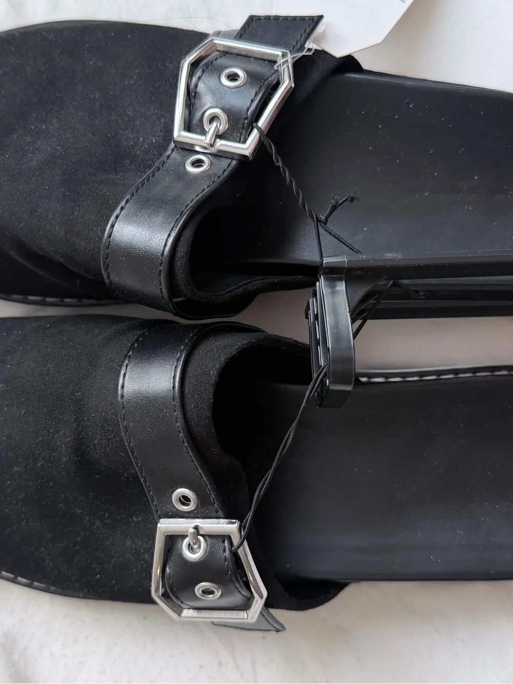 Time and Tru Black Buckle Slip-On Loafers